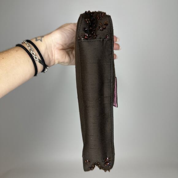 Vintage Y2K Ann Taylor Brown Sequin Baguette Shoulder Bag Carrie Bradshaw - Picture 6 of 16